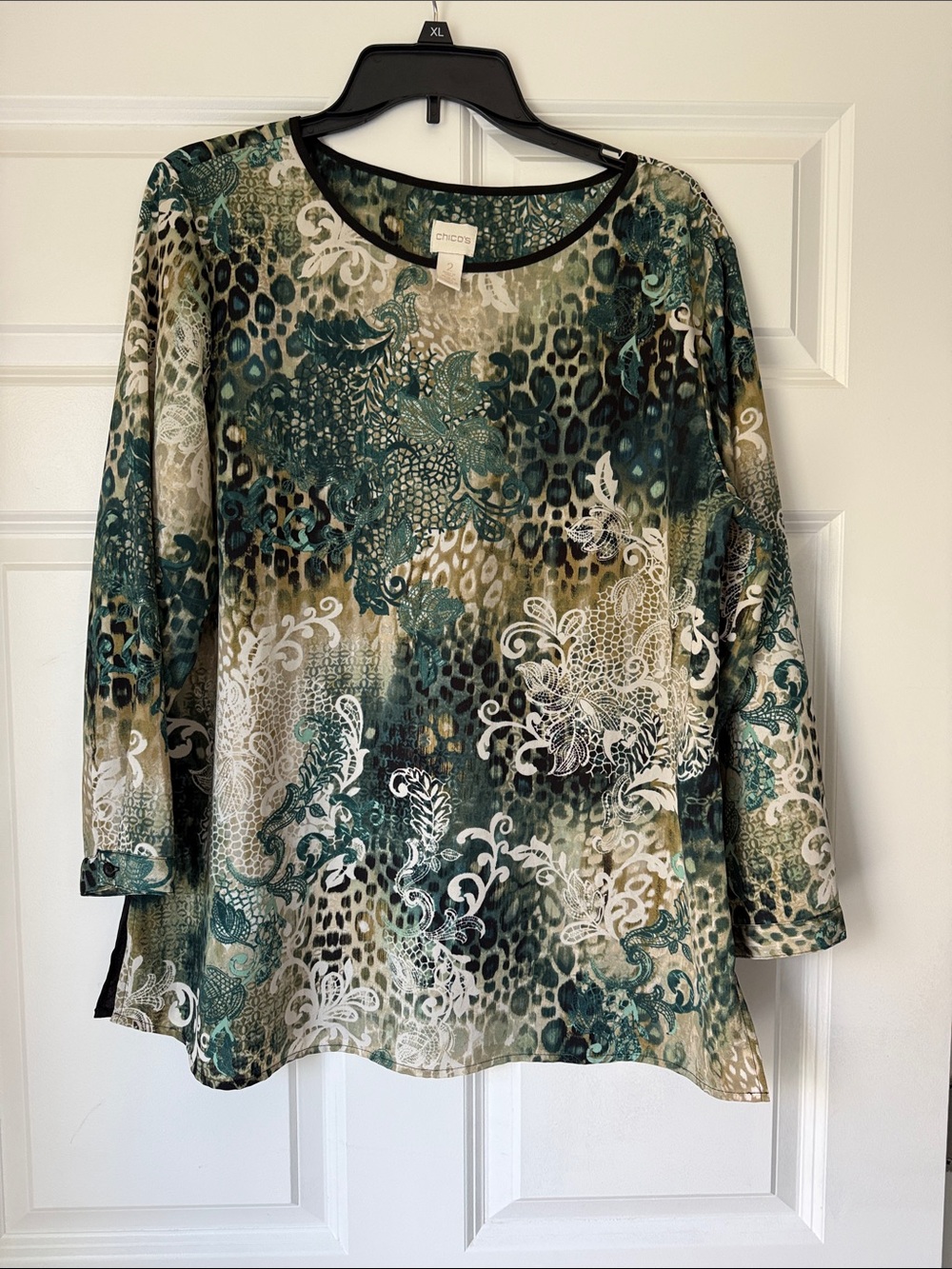 Chico's Green & Teal Printed Women's Tunic